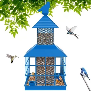 New-Mealworms Bird Feeders for Bluebirds - Metal - Huge Caged Squirrel-proof Bir - Picture 1 of 6