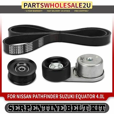 Nuevo kit de componentes de transmisión por correa Serpentine de 3 piezas para Nissan Frontier NV1500 NV3500 Foto 1 de 4
