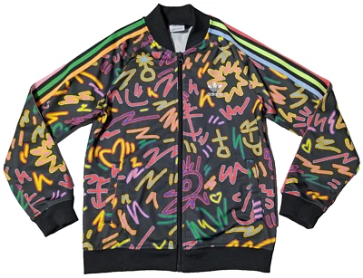 ADIDAS  Love Unites Superstar Boys Youth Small Black  Zip Track Jacket - Image 1 of 4