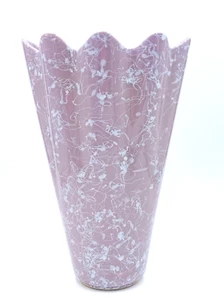 Shawnee USA Pottery Vase Mauve White Splatter Paint Scalloped Edges - Picture 1 of 6