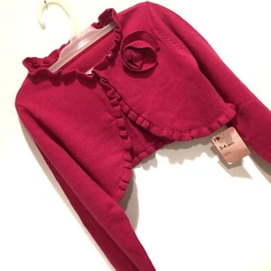 NWT Mothercare Girls Magenta Long Sleeves Sweater Ruffle Shrug/Bolero Size 3-4 - Picture 1 of 5