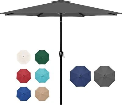 Paraguas de patio de aluminio de 9/10/7,5 pies con función de inclinación y manivela fresco verano Gidt Foto 1 de 4