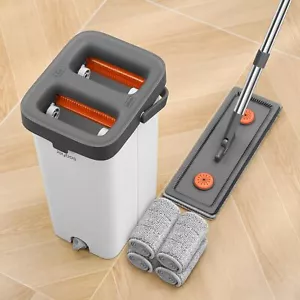 Mop and Bucket with Wringer Set for Home, Flat Mop and Bucket Set with 4 - Picture 1 of 6