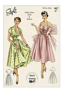 1950er Jahre Neckholder Abendkleid Vintage Nähmuster - Pin up - Rockabilly - Kopie - Bild 1 von 3