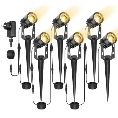 6er Set Gartenstrahler mit Erdspieß LED Gartenleuchte Gartenbeleuchtung Außen - Bild 1 von 4