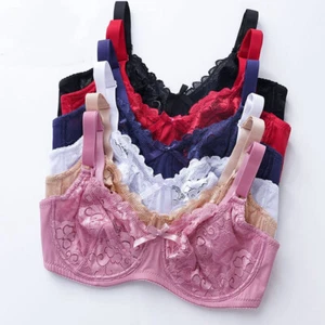 Flat-chested Lady Bras 36-56AA ABCD Underwire Brassiere Lace Sissy Sexy Lingerie - Picture 1 of 16