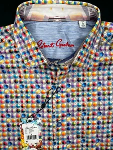 Robert Graham PROSSER Rainbow Circles $198 Medium Classic Fit Short Sleeve NWT - Picture 1 of 9