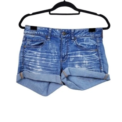 American Eagle Womens Blue Distressed Midi Denim Jean Shorts Size 6 - Image 1 of 4