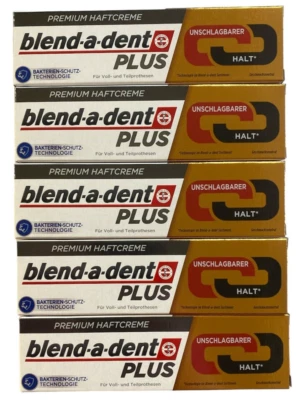 5x Blend-a-dent Premium Plus Duo Kraft Haftcreme Unschlagbarer HALT (5x 40g)