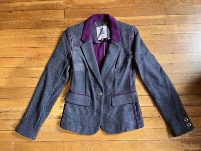 Blazer DE COLECCIÓN Juicy Couture Para Mujer Pequeño Gris A Cuadros Púrpura Y2K Foto 1 de 4