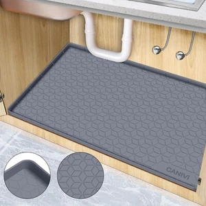 Under Sink Mat 34" x 22" Waterproof Silicone Under Sink Tray for Kitchen Grey - Picture 1 of 7