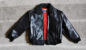 Vintage Toddler Leather Jacket Size 6 Black Motorcycle Bomber Japan 1970's - Picture 1 of 10
