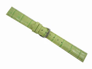 Uhrarmband Uhrband Armband mit Schließe Kroko glänzend Leder-Band 24mm hellgrün - Picture 1 of 1