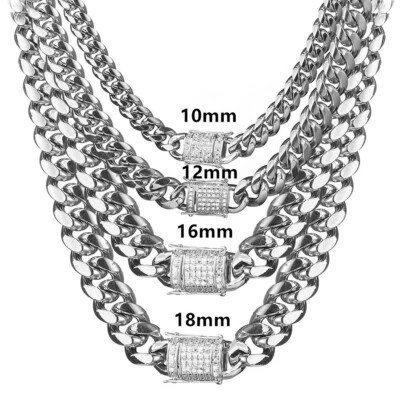 6-14MM Stainless Steel  Miami Hip Hop Cuban Chain Necklace or Bracelet - Image 1 of 4