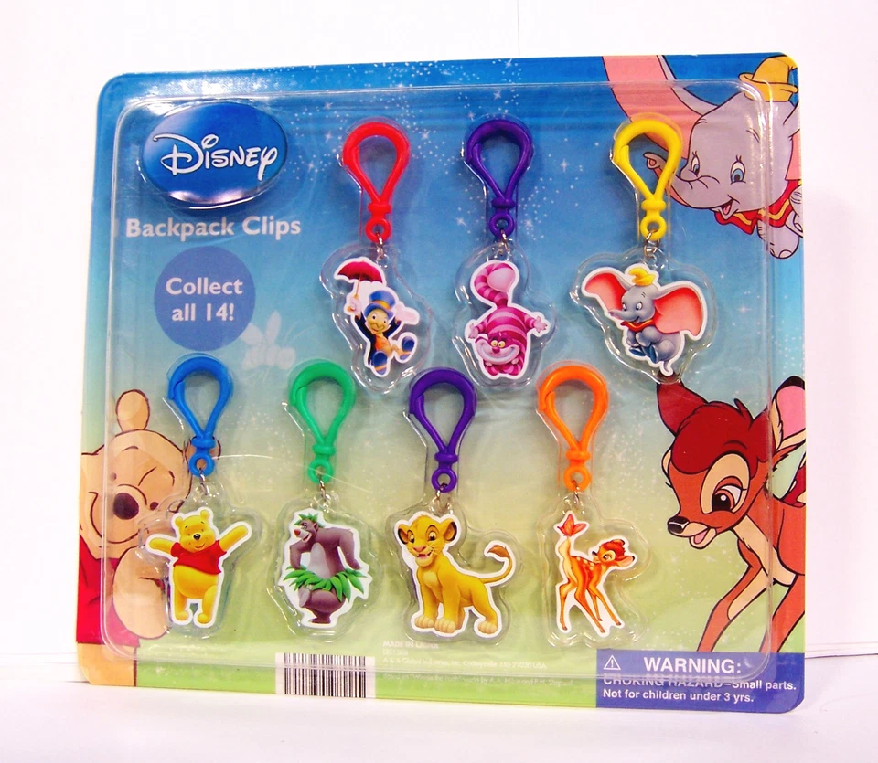 NUEVO Walt Disney 2" Mochila Clips Llaveros Cheshire Gato Dumbo Pecino Cricket Foto 1 de 1