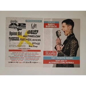 Andy Biersack (Black Veil Brides) 2 Page AP Music Awards Ad - Picture 1 of 1