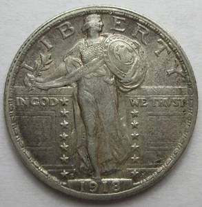 1918-S Silver Standing Liberty Quarter AU+ (#630a) - Picture 1 of 2