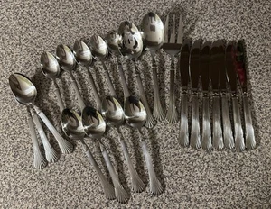 Lot Of Gibson Stainless Cutlery Modern Striped Retro Style (Not A Complete Set) - Picture 1 of 16