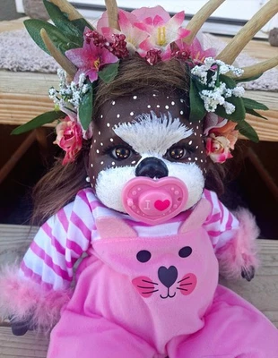 Charlotte an OOAK hybrid deer baby Alternative doll reborn 16 in Berenguer art - Image 1 of 4