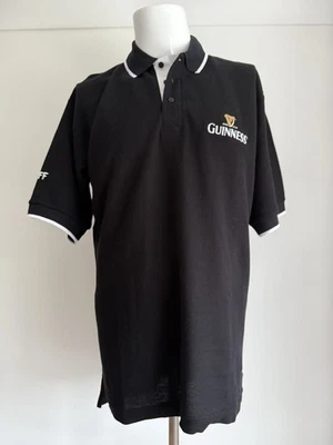 Guinness Staff Polo Shirt Black White Gold Embroidered Man Cave Men's Large L — 第 1/4 张图片