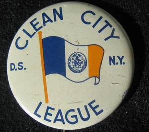 Vintage New York D.S Clean City League 1,5i" Pinback Blech Pin - Bild 1 von 10