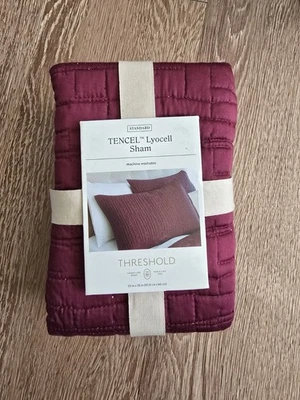 Threshold Tencel Standard Quilt Sham 300 Thread Count Cooling Wine Red BRAND NEW - Image 1 of 4
