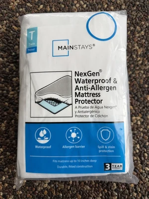 NEW Mainstays Twin Size NextGen Waterproof Eva Fitted Mattress Protector - Image 1 of 2