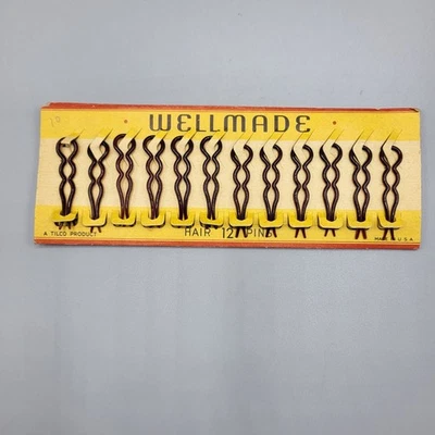 Vintage 1950’s 1940's Wellmade 2” Hair Pins 12 Pins On Card Tilco Product - Image 1 of 4