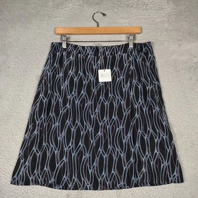 Saia Miki Thumb Liberty Feminina XL Pente Preta 100% Seda Abstrata Preppy Nova Com Etiqueta - Imagem 1 de 4