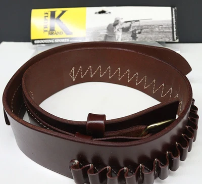 TRIPLE K 740 - Deluxe Cartridge Belt Walnut Oil Leather Lrg 45 calBrass Buckle - Image 1 of 4