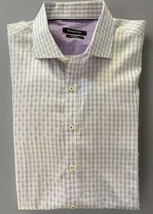 Bugatachi Long sleeve Flip Cuff button down light purple/white box shirt size 2X - Picture 1 of 8