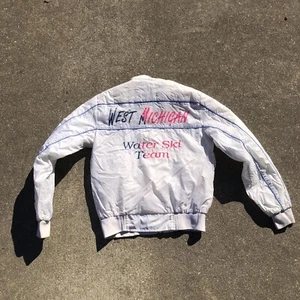 Vintage 80s West Michigan Water Ski Team Upstream Racing Division Bomber Jacket - Picture 1 of 8