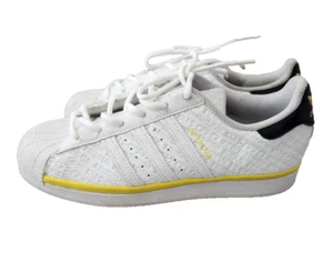 Adidas Superstar J Low Shoes White Yellow Embossed FZ6255 Sz 6 Sneakers - Picture 1 of 6