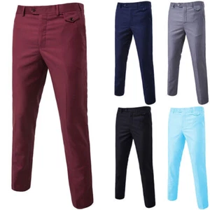 Mens Chino Slim Fit Stretch Straight Leg Trousers Pants Business Office Trousers - Picture 1 of 14