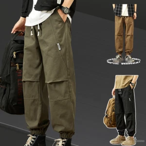 Men's Overalls Cargo Pants Fashion Loose Sweatpants Trousers Basic Casual Pants - Picture 1 of 15