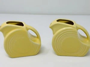 2 Fiestaware Mini Disc Pitcher Small Fiesta Pottery Creamer Retired Yellow 3" - Picture 1 of 10