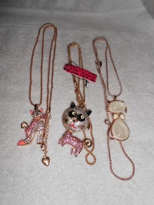 Set di 3 Collana Catena Ciondolo Gatti Betsey Johnson - Foto 1 di 2