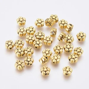 100 Gold Flower 4.5mm Spacer Beads For Jewellery Making - Picture 1 of 4