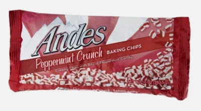 TWO BAGS Andes Peppermint Crunch Baking Chips 10 oz Creamy Mint Bits of Candy b3 - Image 1 of 4