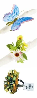 Anillo Servilletero Pier 1 Azul Mariposa Flor Verano Primavera Nuevo Con Etiquetas Foto 1 de 4