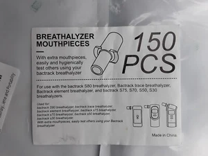 150 Pack-"Mouthpieces" For BACtrack S80, S75, S70,Trace, Element, Breathalyzer - Picture 1 of 6