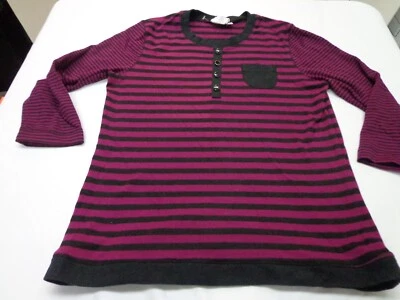 Camisa a rayas de manga larga de algodón para mujer talla mediana Foto 1 de 4