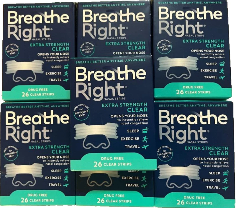 182 BREATHE RIGHT NASAL STRIPS, EXTRA STRENGTH CLEAR SENSITIVE SKIN ( 7 Boxes ) - image 1 of 1