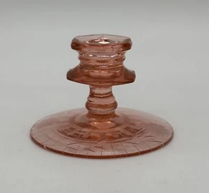 Vintage Pink Depression Glass Floral Etched Candleholder 3" Elegant Design - Picture 1 of 10