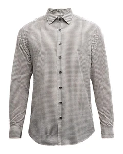 Rodd & Gunn Camicia Grigio/Nero Geometrico Diamante Manica Lunga Italia Tessuto Morbido-L - Foto 1 di 8