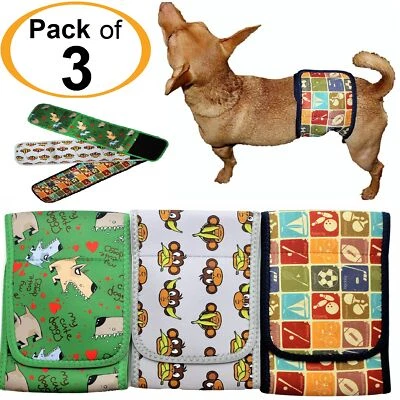 PACK -3pcs Male Diapers Dog BELLY BANDS Wrap Reusable Washable NEOPRENE XXS-XXXL - Image 1 of 4
