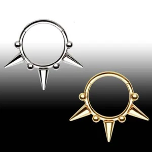 Anillo Clicker Tribal Bola con Puntas Acero Sin Costuras Bisagras Oro Plata Nariz Joyería - Imagen 1 de 3