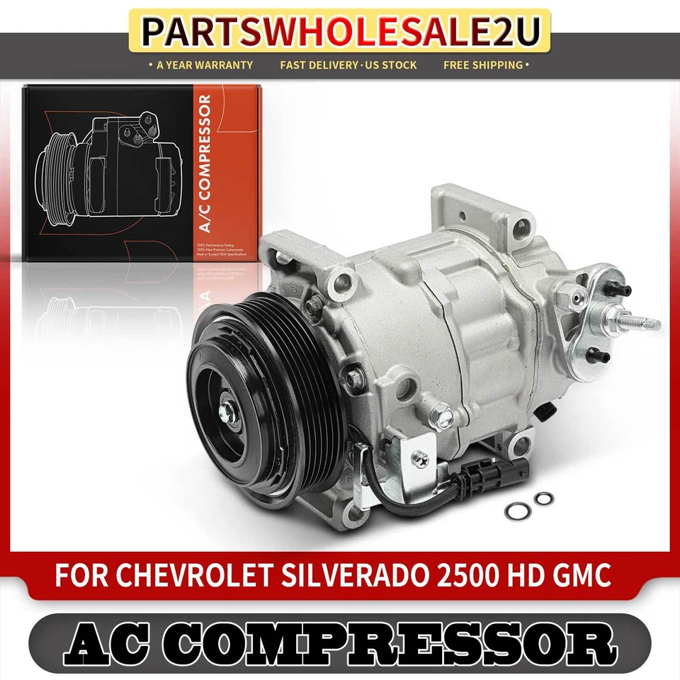 AC Compressor w/ Clutch for Chevrolet Silverado 2500 3500 HD GMC Sierra 3500 HD - Image 1 of 4