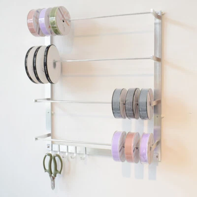 Ribbon Holder Ribbon Storage Dispenser Rack Wall Mounted Ribbon Organizer 4 Rods - Image 1 of 4