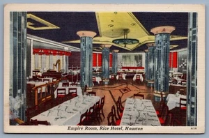 Houston Texas Postcard Empire Room Rice Hotel Interior View 1951 Vintage Antique - Picture 1 of 2